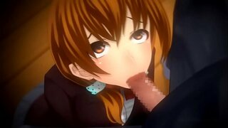 Busty hentai kuti souse kòk chante ak resevwa fukèd nan sere pussy